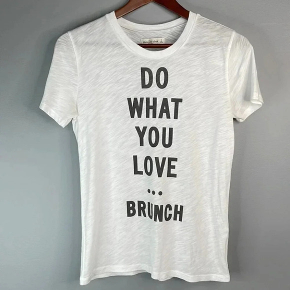 ABERCROMBIE & FITCH Graphic T-Shirt White Brunch Short Sleeve Crewneck Size S - Picture 9 of 9